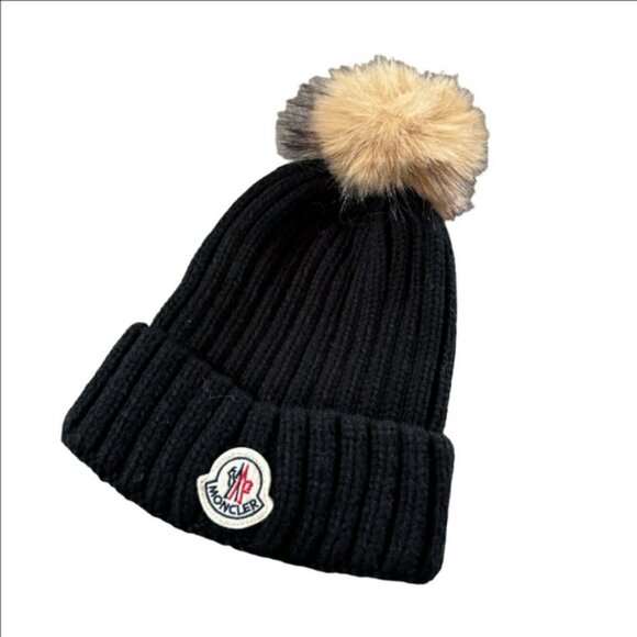 Moncler style Real Fur Pom Pom Beanie Hat 05-08 - Picture 1 of 8